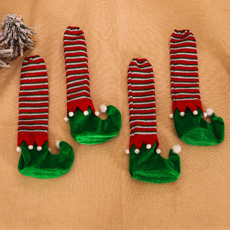 Christmas Elf Leg Table & Chair Covers – Festive Striped Decoration