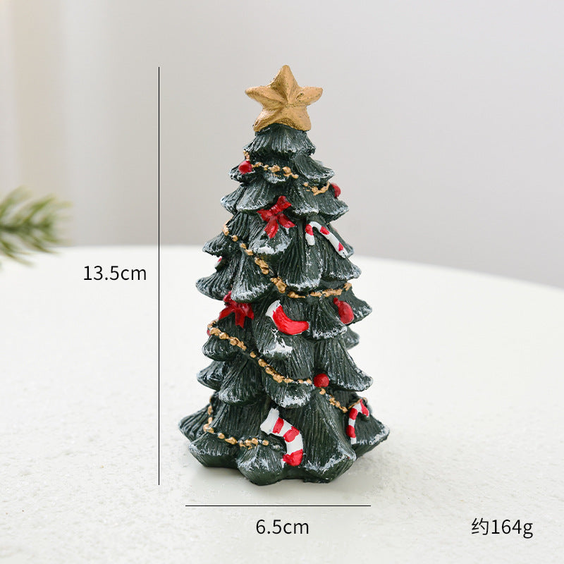 Resin Mini Christmas Tree Desktop Ornament - Small Festive Decoration & Christmas Gift (S/M/L)