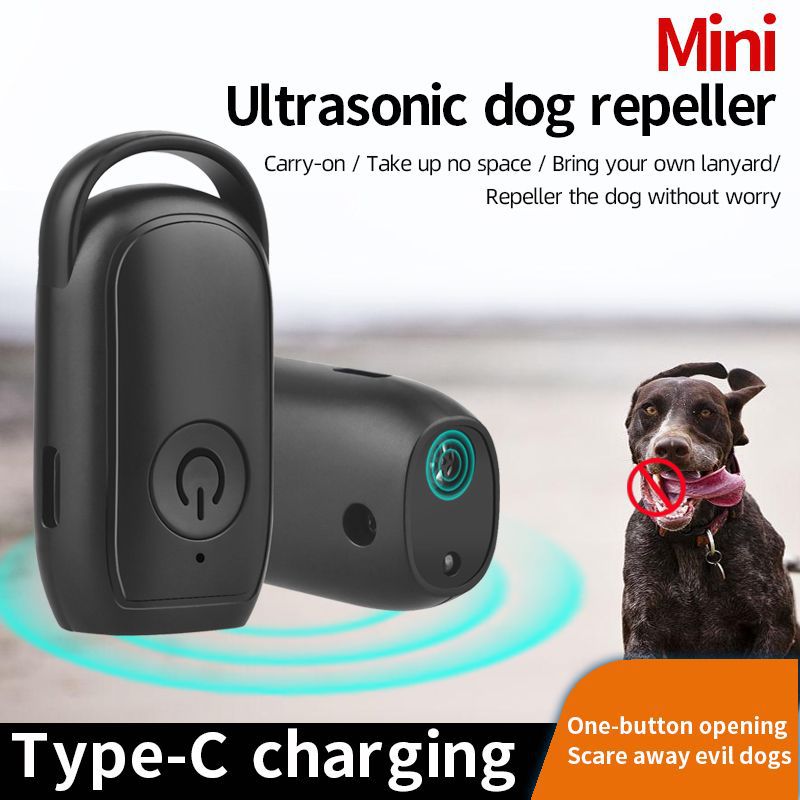 Portable Ultrasonic Dog and Cat Repeller - Rechargeable Anti Bark Device with Flashlight for Outdoor Use