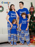 Christmas Family Matching Pyjamas - Deer, Letter & Stripe Short Sleeve Set for the Whole Family (inc. Dog!)