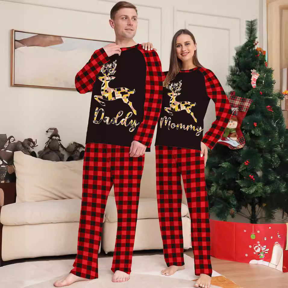 Christmas Deer Letter Print Family Pajama Set