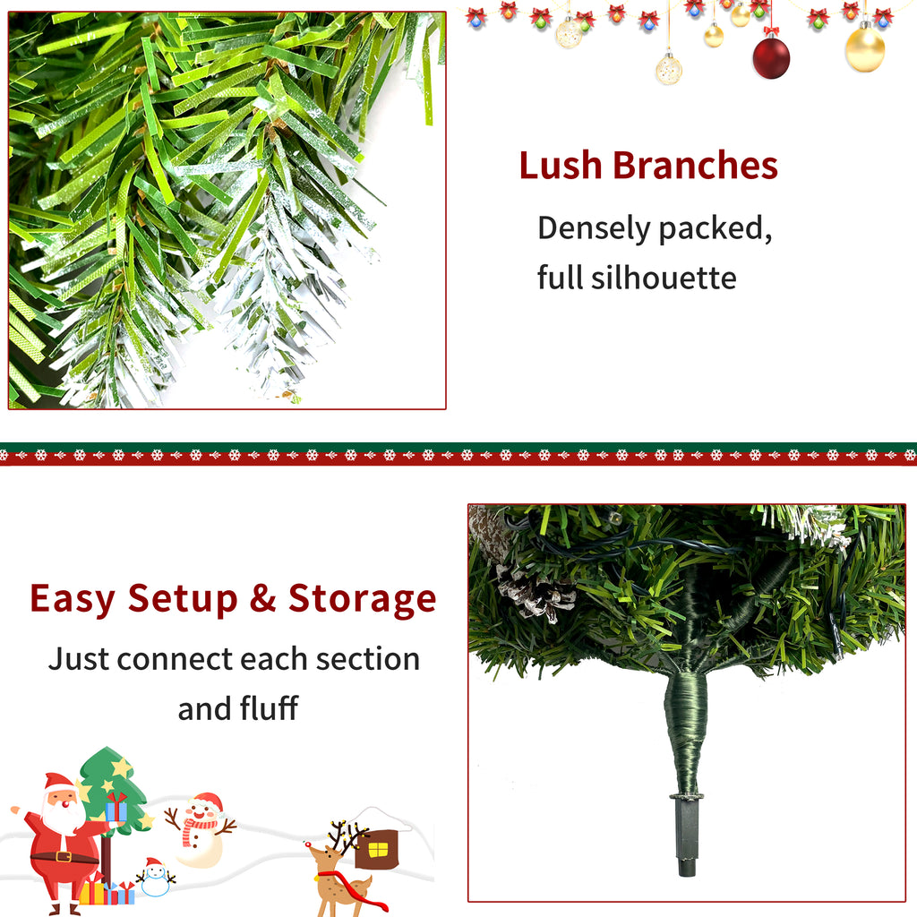Classic Green Christmas 4-Piece Set – 2 Entrance Trees, Garland & Wreath with 340 LED Lights