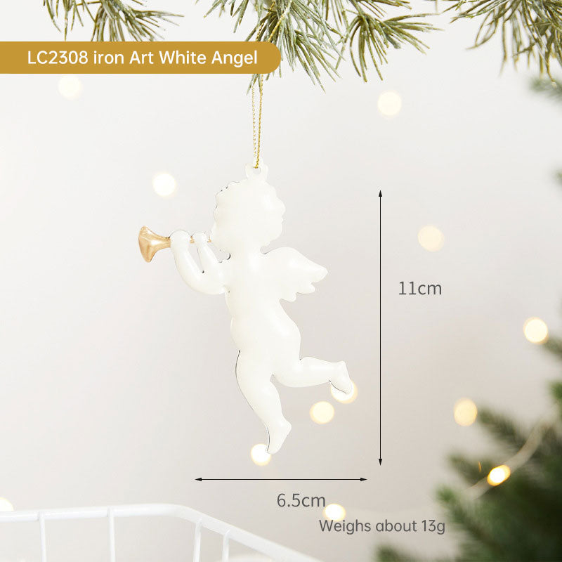 Painted Wrought Iron Christmas Tree Hanging Ornament - Santa, Snowman & Festive Designs