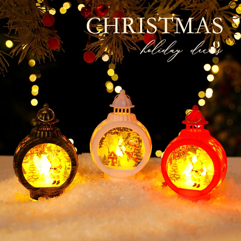 Christmas Decorative Candle Lanterns, Santa Claus Snowman Retro Window Light Display OrnamentChristmas Gift