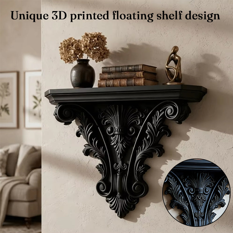 Gothic Floating Shelf – 3D Carved Wall Decor & Plant Display Stand