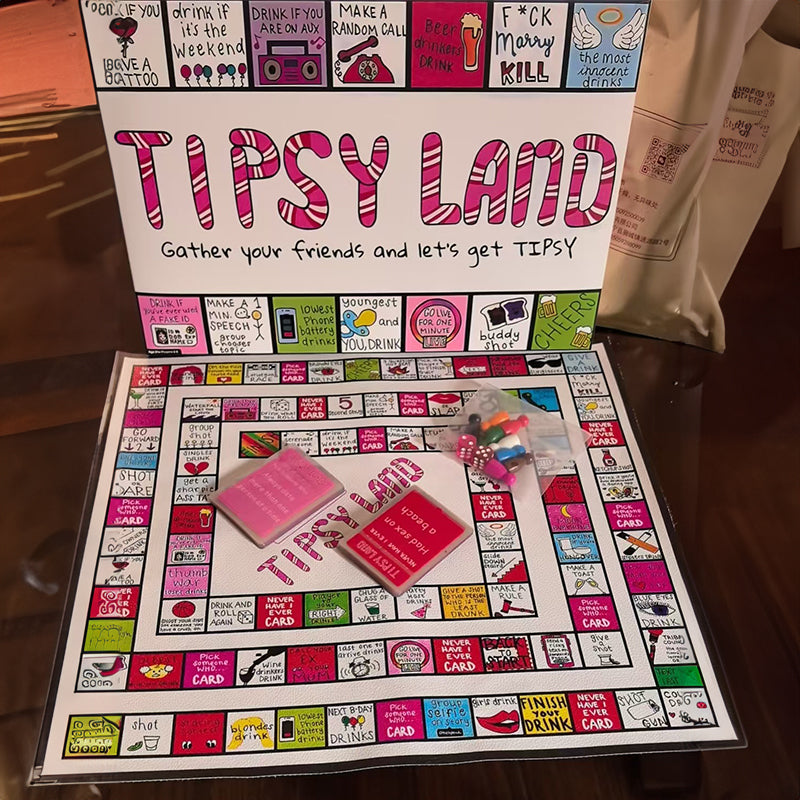 Tipsy Land Drinking Board Game – Fun Party Game for Girls’ Nights, Bachelorette & More (2–8 Players)