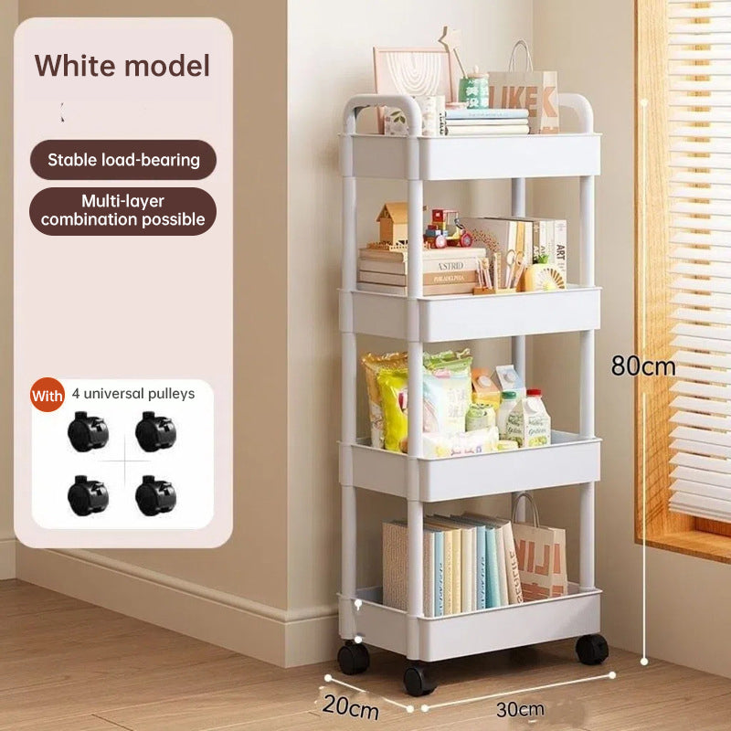 Rolling Storage Cart with Open Shelves - Multifunctional Trolley for Kitchen, Bedroom and Office