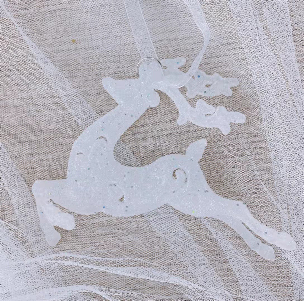 Christmas Decoration Snowflake Star Plastic Hanging Ornament Reindeer Bell Accessory Christmas Tree Deer Pendant Decorations 3 of them