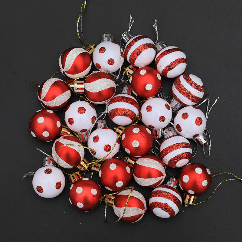 24-Piece Painted Christmas Baubles Set - Mini Decorative Balls for Christmas Tree