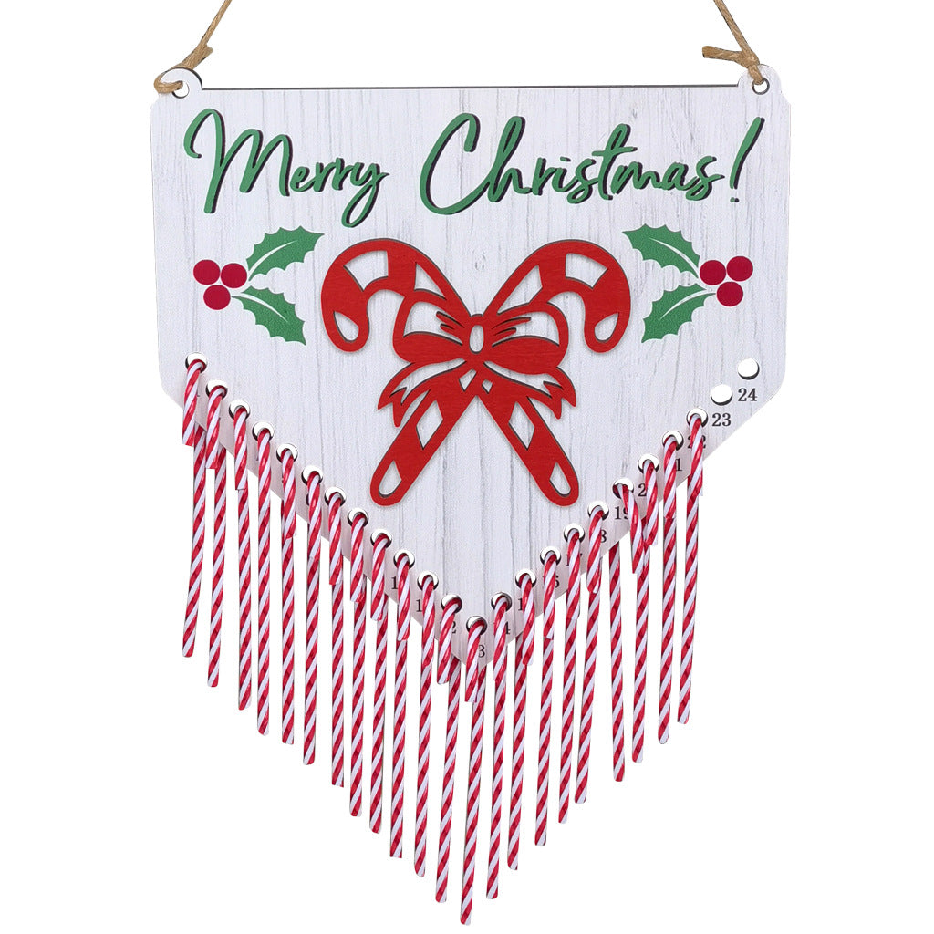 Wooden Christmas Advent Calendar Countdown Pendant - Santa, Snowman, Elf & Flag Designs