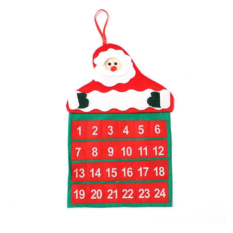 Velvet Hot Stamped Christmas Calendar Wall Hanging - Festive Santa Decoration (30x40cm)