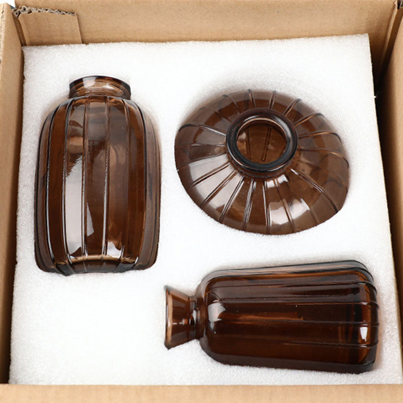 Vintage Glass Vase Set of 3 - Clear Small Hydroponic Flower Vases for Living Room, Home Decor and Centrepieces