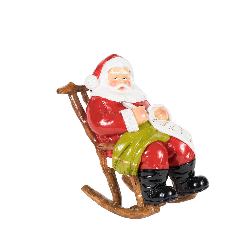 Lounge Chair Santa Claus Resin Figurine - Festive Desktop Ornament & Christmas Decoration