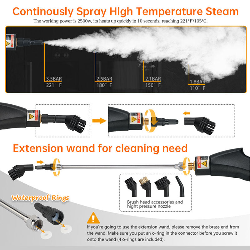 Portable Steam Cleaner - 1500W High-Pressure Steamer for Kitchen, Home & Appliances
