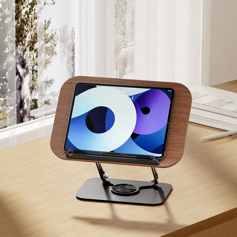 Adjustable 360 Degree Rotating Book Stand with Elastic Clips - For Cookbooks, Laptops and More