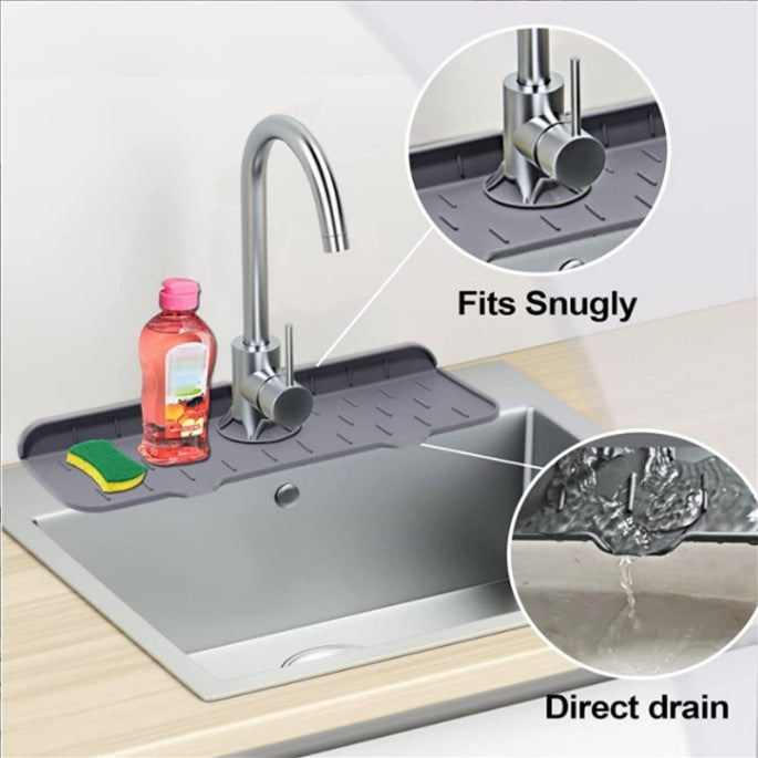 Silicone Faucet Splash Guard – Kitchen Sink Water Deflector & Drying Pad