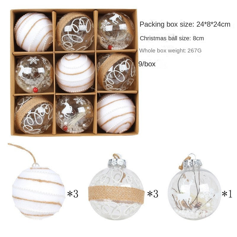 Christmas Ball Set for Home Decoration, Painted Ornaments for Christmas Tree, Burlap Hanging Balls Decor
