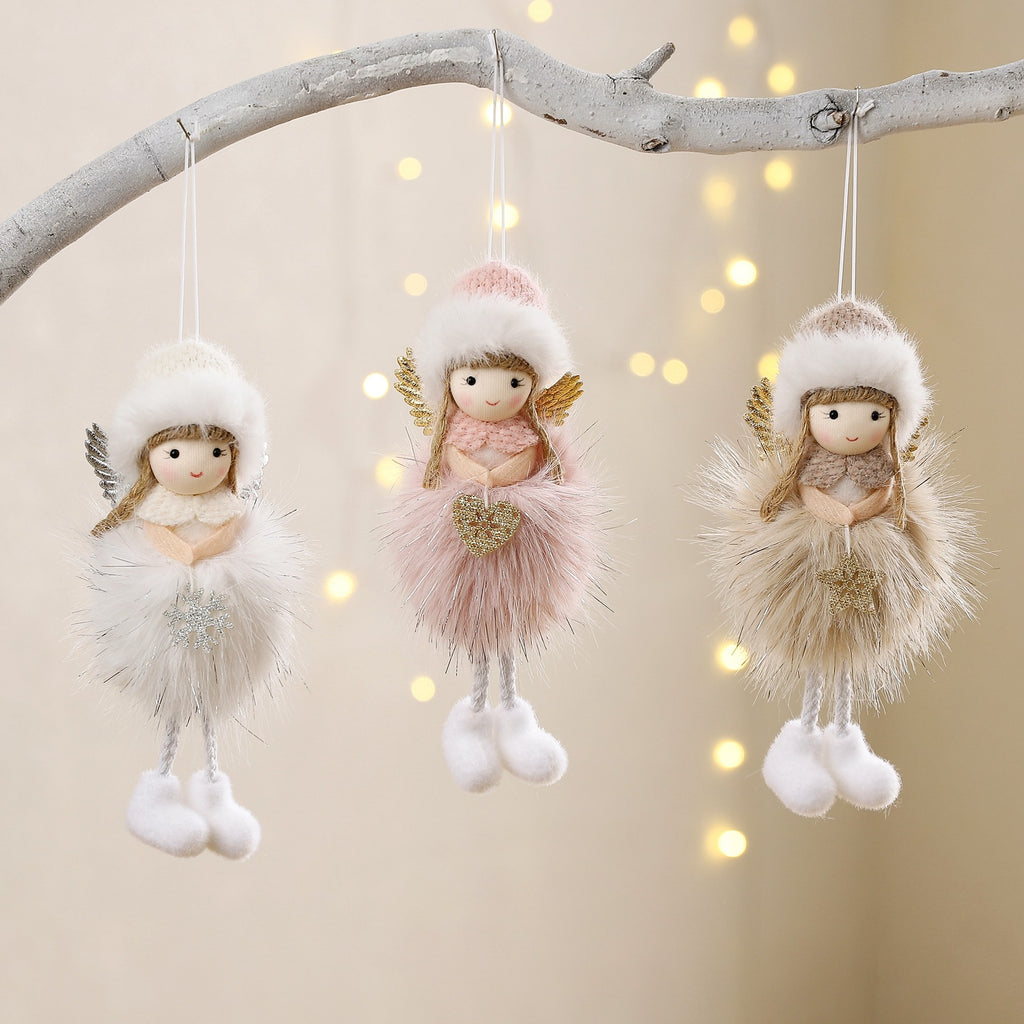 Christmas Angel Plush Hat Girl Doll Tree Ornament Holiday Decoration Party Decor