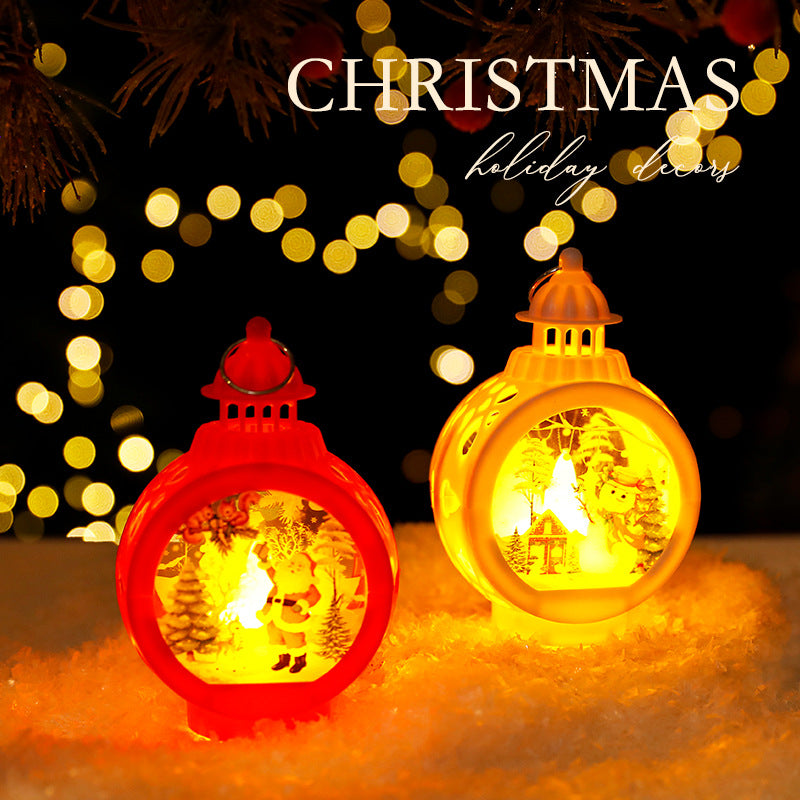 Christmas Decorative Candle Lanterns, Santa Claus Snowman Retro Window Light Display OrnamentChristmas Gift