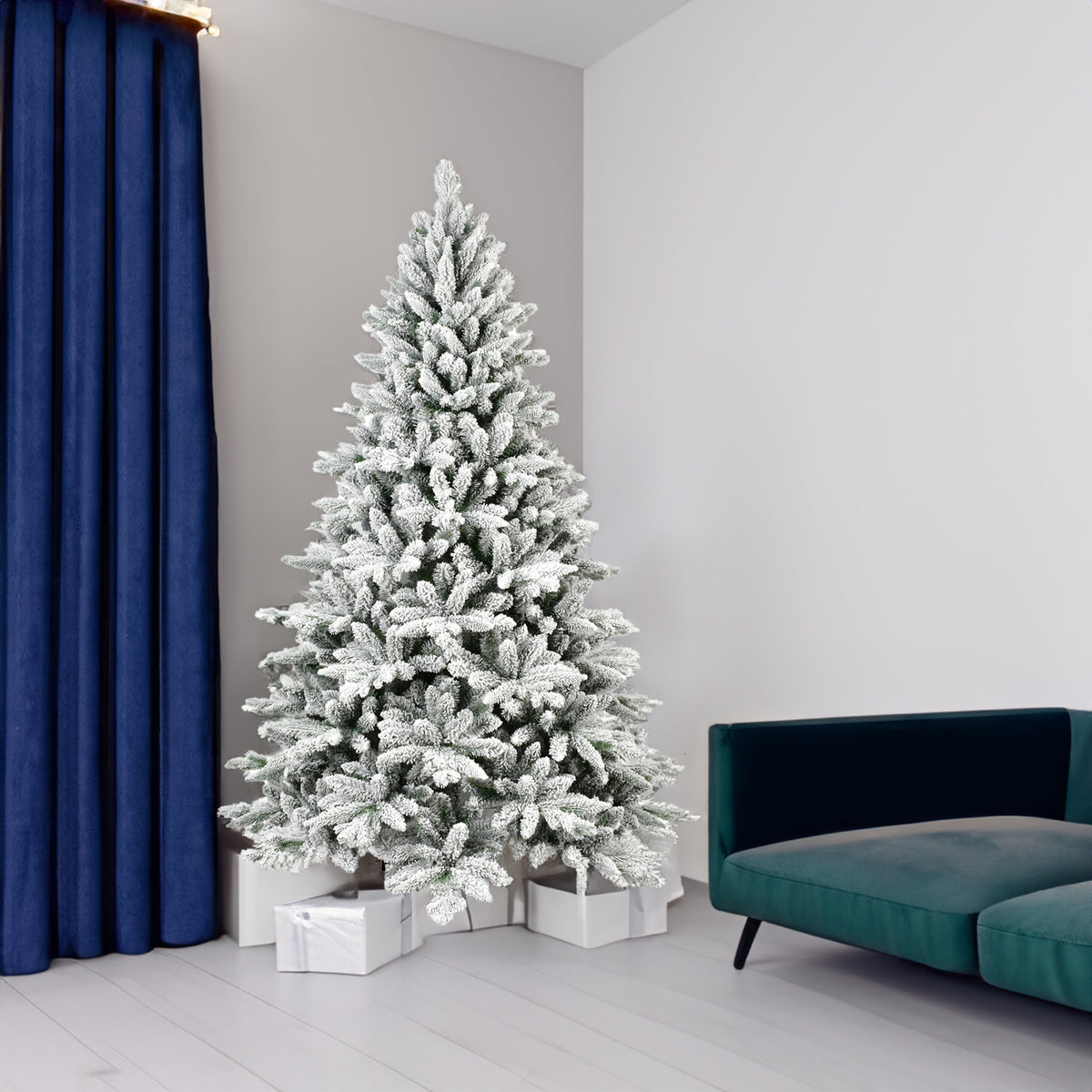 5FT Snow-Flocked Artificial Christmas Tree – Frosted White & Green