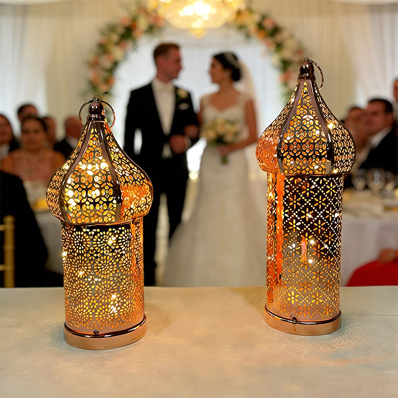 Moroccan Wrought Iron Decorative Lamp - Battery LED Night Light for Ramadan, Events and Home Decor