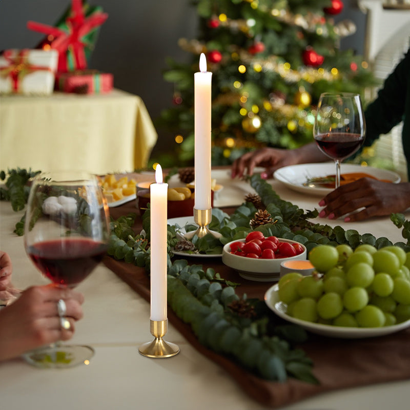 8-Piece Gold Conical Candle Holder Set – Elegant Metal Taper Holders