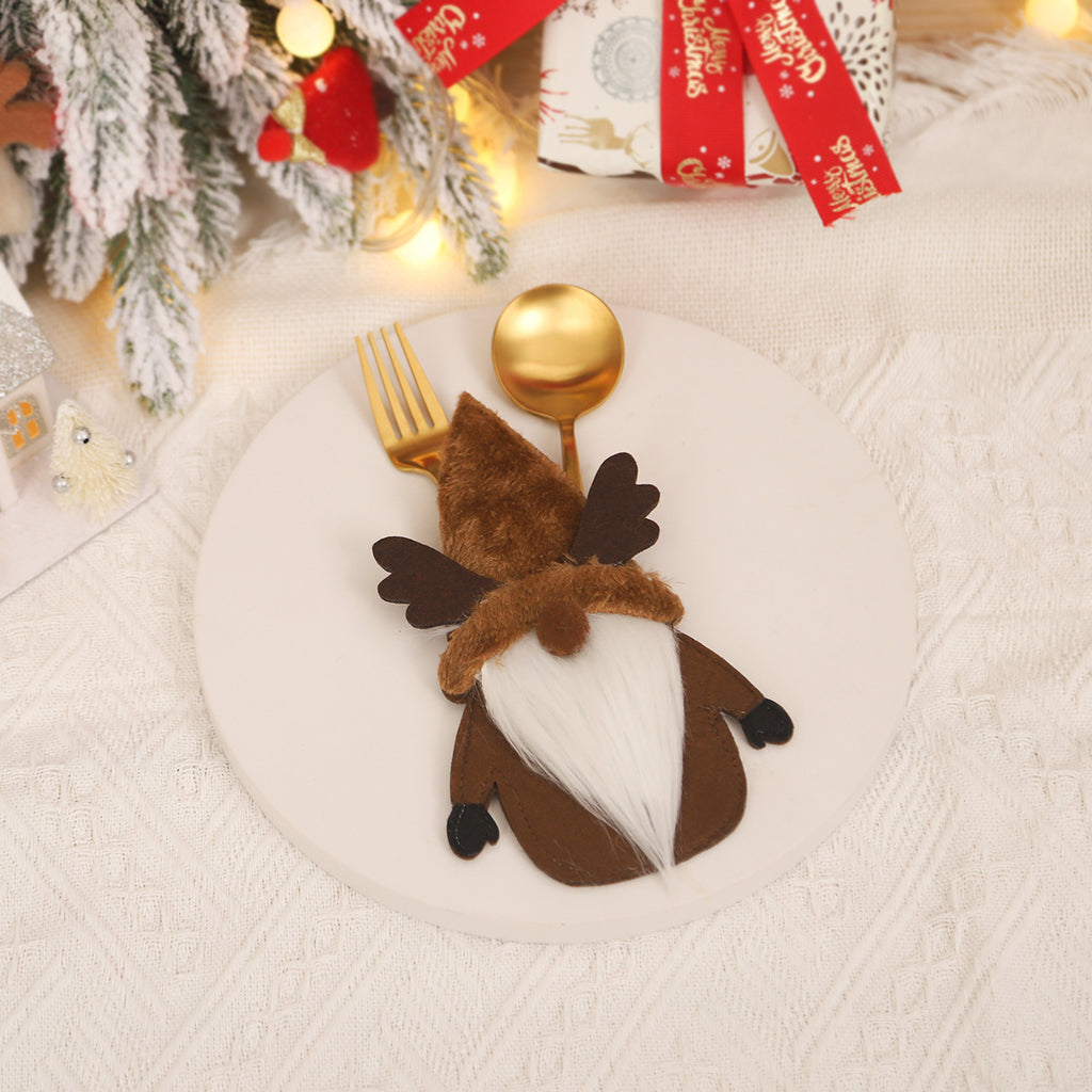 Christmas Santa Claus & Elf Cutlery Holder Covers – Festive Table Decoration