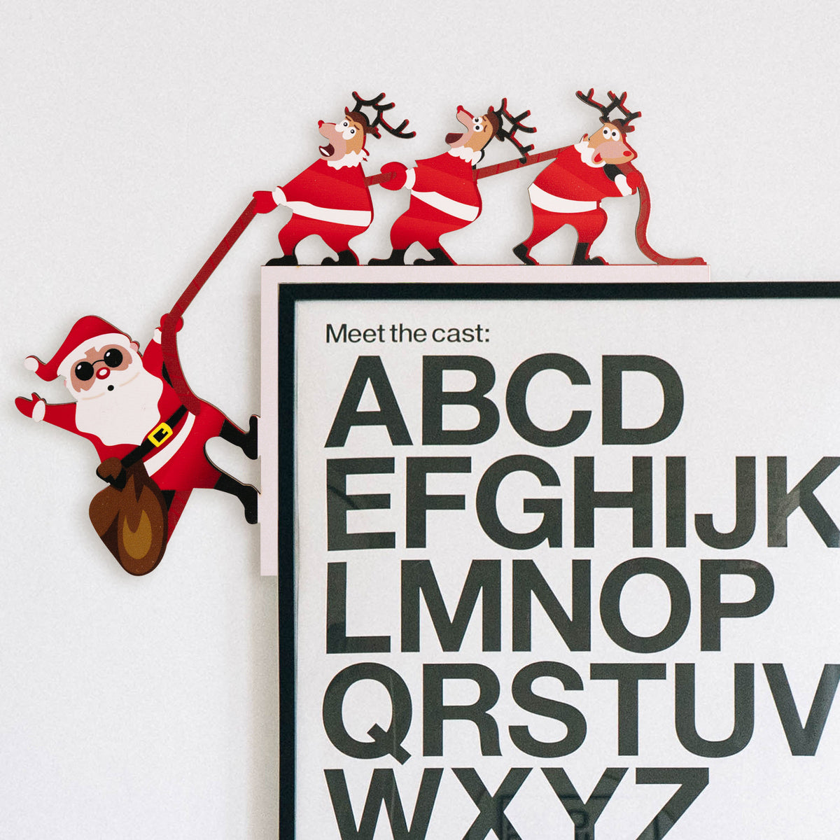 Santa & Reindeer Door Frame Corner Hanging Decoration - Creative Christmas Ornament (Left & Right)