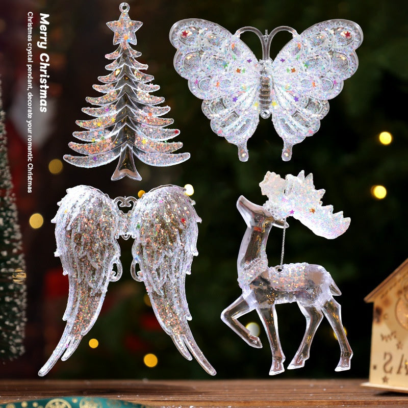 Christmas Decorative Hanging Ornament Acrylic Transparent Snowflake Crystal Pendant Ice Crystal Decoration for Christmas Tree