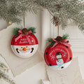 Painted Iron Christmas Bell Pendant – Snowman & Santa Claus Tree Ornament