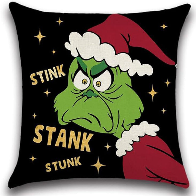 Christmas Linen Cushion Cover - Festive Sofa Pillow Case in 4 Designs (45x45cm)