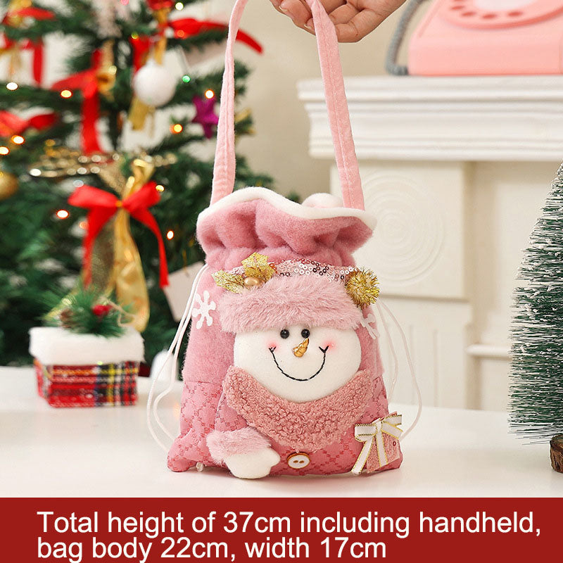 Christmas Glitter Gift Bag - Festive Candy & Present Bag in Santa Claus, Snowman & Reindeer Designs