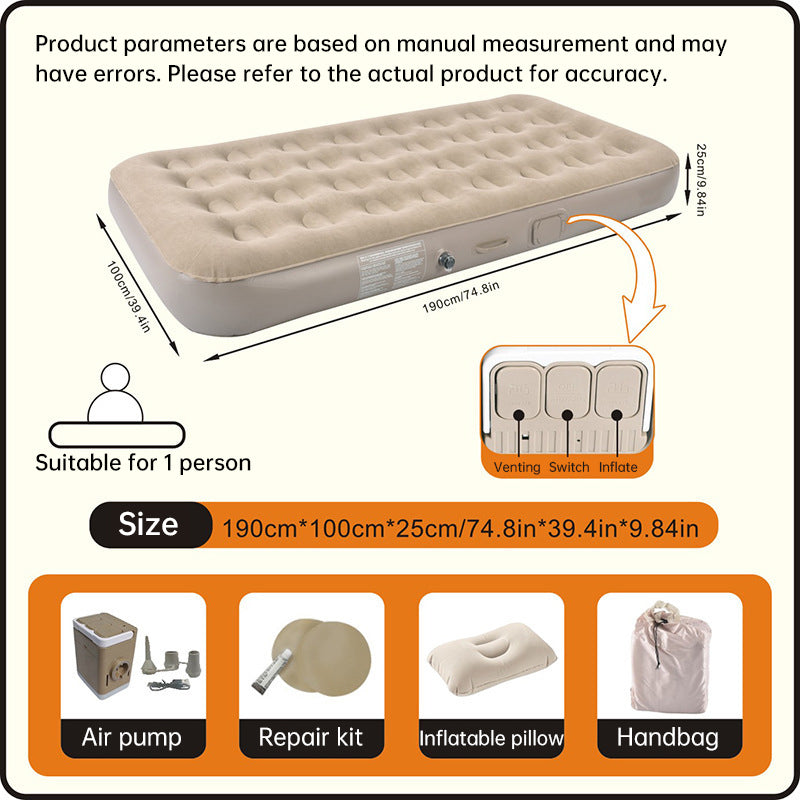 One-Touch Self-Inflating Air Mattress with Built-in Pump - Portable Camping & Travel Air Bed (Single, Double & Triple)
