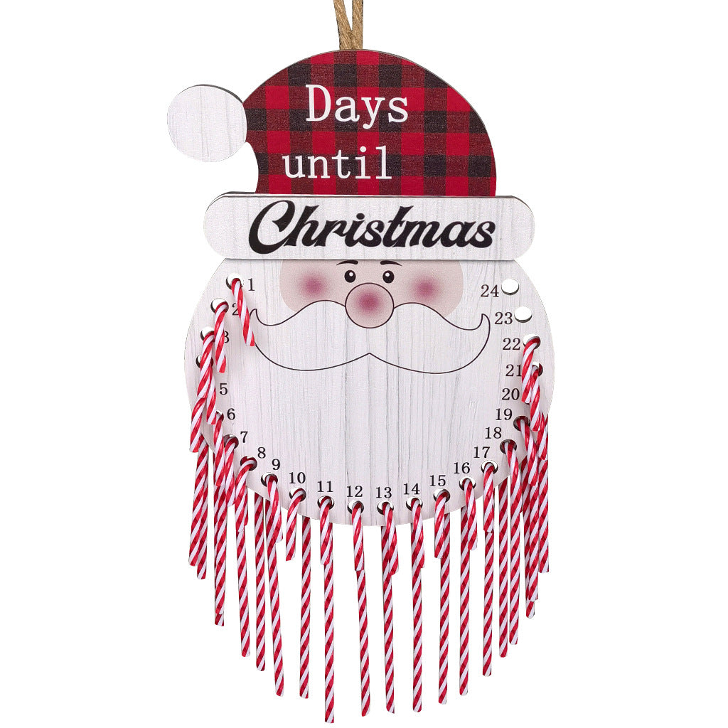 Wooden Christmas Advent Calendar Countdown Pendant - Santa, Snowman, Elf & Flag Designs