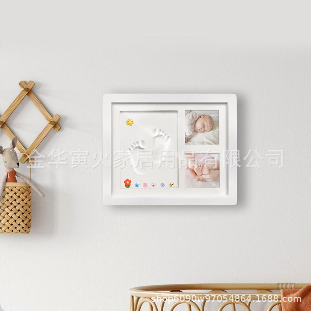Baby Handprint & Footprint Keepsake Frame with Ink Pad – Newborn Gift