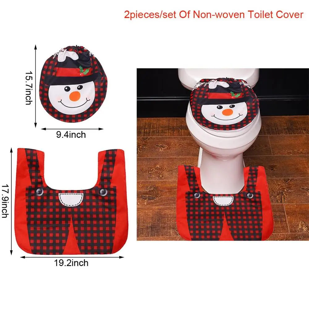 Christmas Toilet Seat Cover - Festive Santa, Snowman & Reindeer Bathroom Decoration in 4 Designs