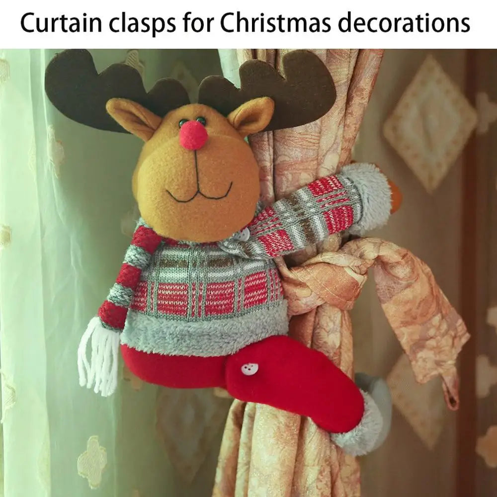 Christmas Curtain Tieback Buckle - Festive Window Decoration in Santa, Snowman & Reindeer