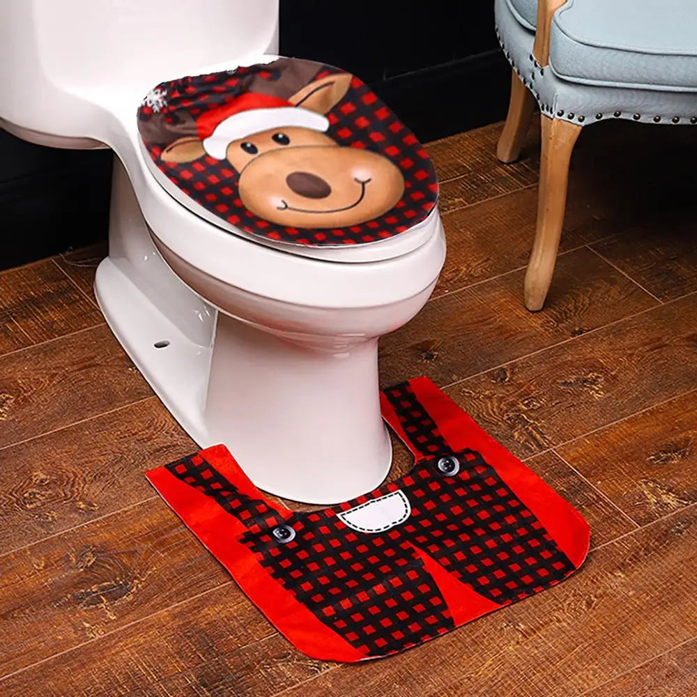 Christmas Toilet Seat Cover - Festive Santa, Snowman & Reindeer Bathroom Decoration in 4 Designs