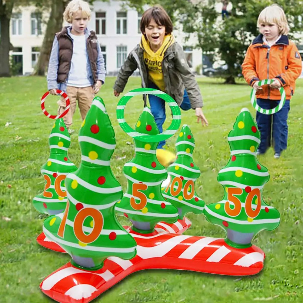 Christmas Inflatable Ring Toss Game - Fun Festive Christmas Tree Throwing Rings Party Game