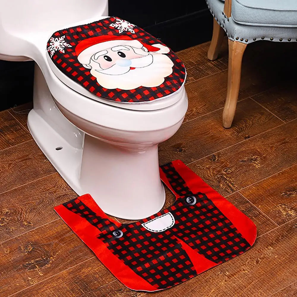 Christmas Toilet Seat Cover - Festive Santa, Snowman & Reindeer Bathroom Decoration in 4 Designs
