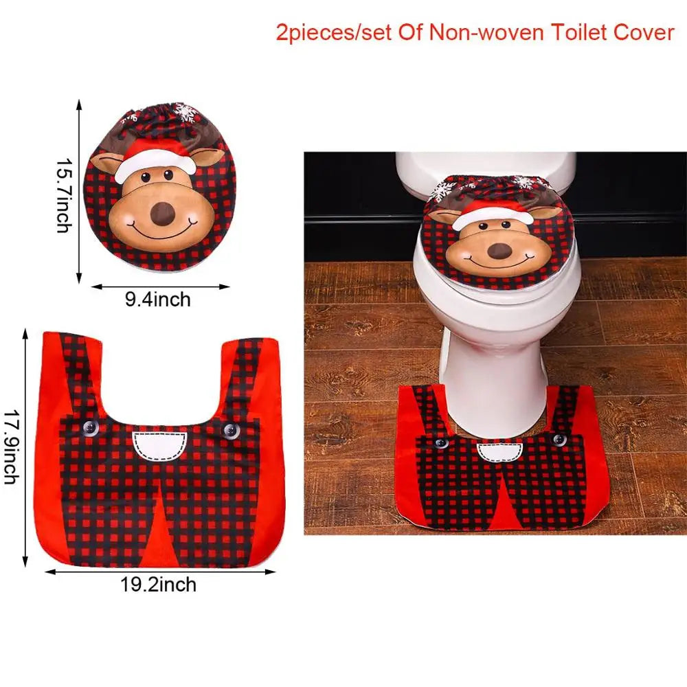 Christmas Toilet Seat Cover - Festive Santa, Snowman & Reindeer Bathroom Decoration in 4 Designs