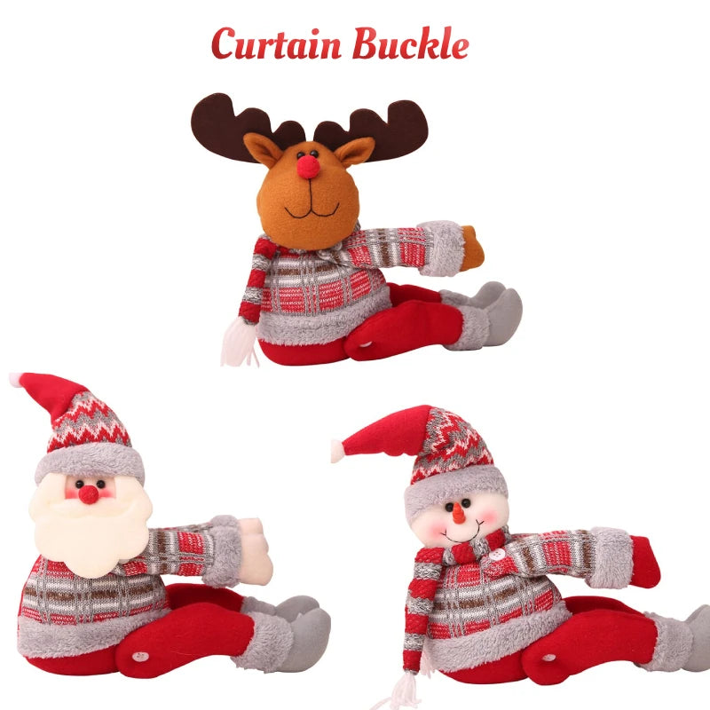 Christmas Curtain Tieback Buckle - Festive Window Decoration in Santa, Snowman & Reindeer
