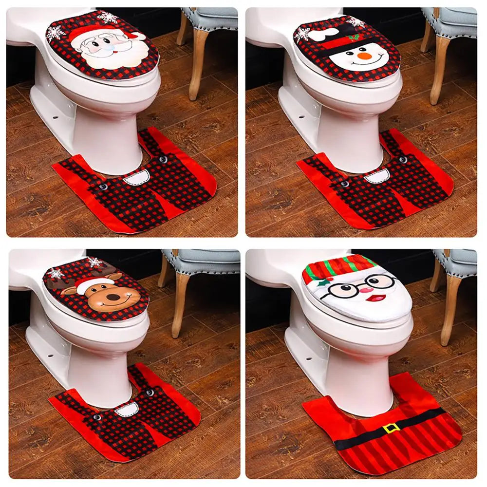 Christmas Toilet Seat Cover - Festive Santa, Snowman & Reindeer Bathroom Decoration in 4 Designs