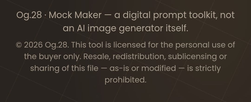 Og.28 Mock Maker personal-use licence notice