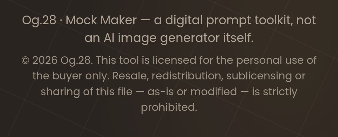 Og.28 Mock Maker personal-use licence notice
