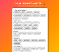 Og.28 Prompt Master screen with choices for image type, vibe, mood, colour palette and destination.